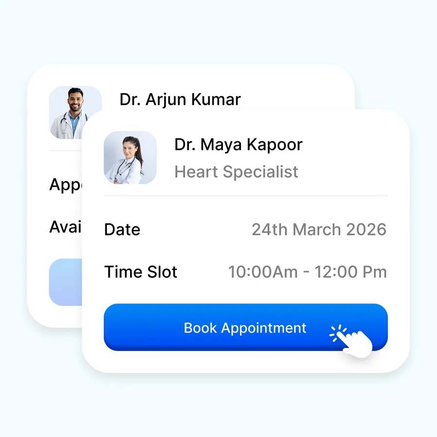 Mobile app screen for easy medical appointment scheduling