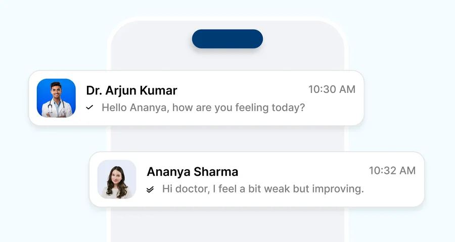 Secure private chat interface between a patient and a doctor